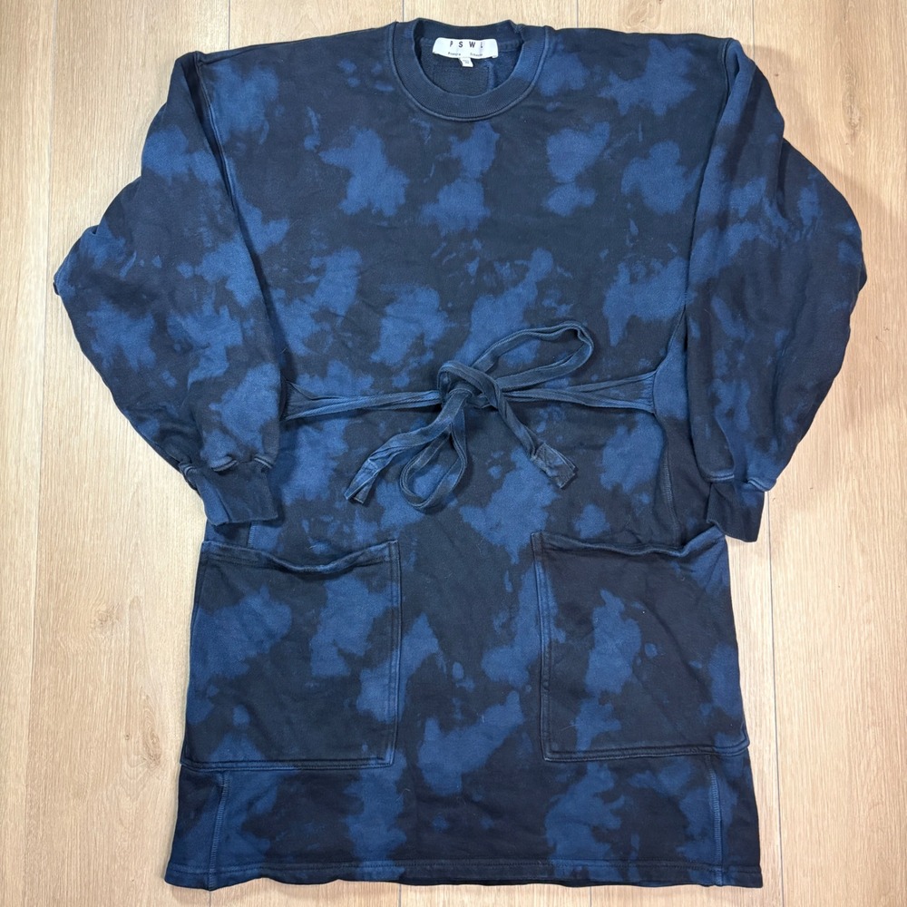 Proenza Schouler Blue Tie Dye Sweatshirt Dress Belted White Label PSWL Medium